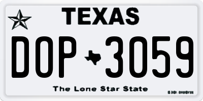TX license plate DOP3059