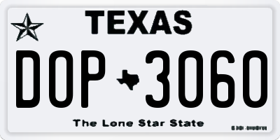 TX license plate DOP3060
