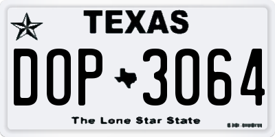 TX license plate DOP3064
