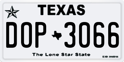 TX license plate DOP3066