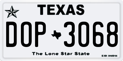 TX license plate DOP3068
