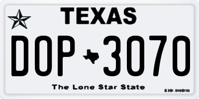 TX license plate DOP3070