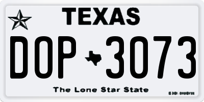 TX license plate DOP3073