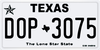 TX license plate DOP3075
