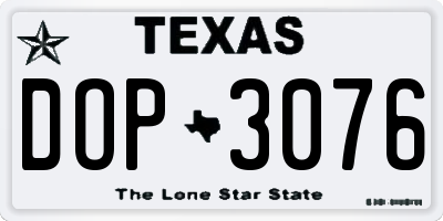 TX license plate DOP3076