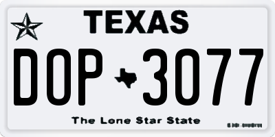 TX license plate DOP3077