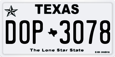 TX license plate DOP3078