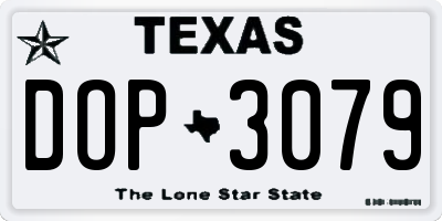TX license plate DOP3079