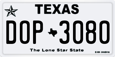 TX license plate DOP3080