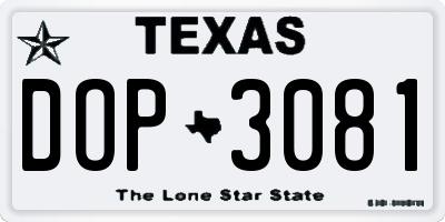 TX license plate DOP3081
