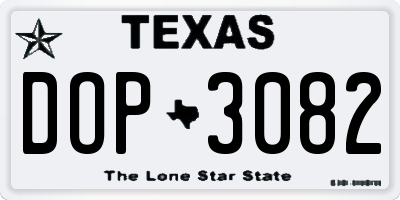 TX license plate DOP3082
