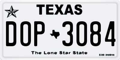TX license plate DOP3084