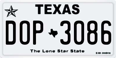 TX license plate DOP3086