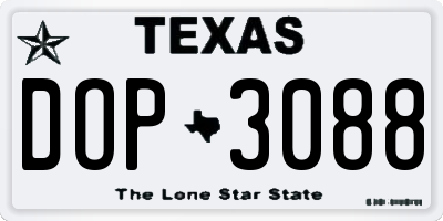 TX license plate DOP3088