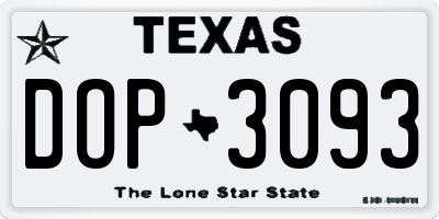 TX license plate DOP3093