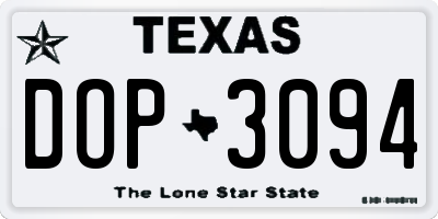 TX license plate DOP3094