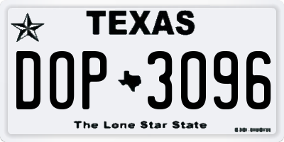 TX license plate DOP3096