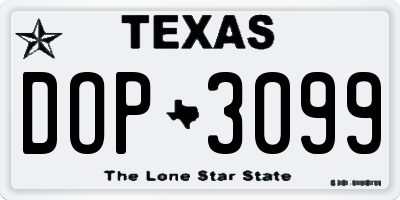 TX license plate DOP3099