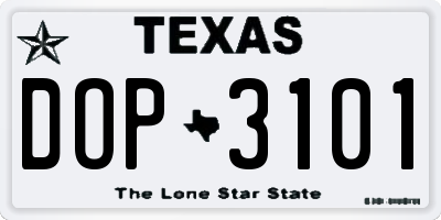 TX license plate DOP3101
