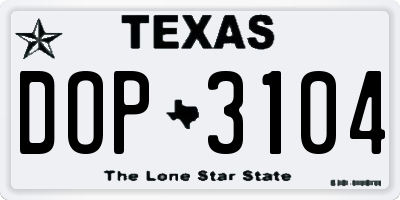 TX license plate DOP3104