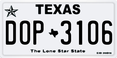 TX license plate DOP3106