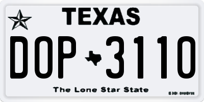 TX license plate DOP3110