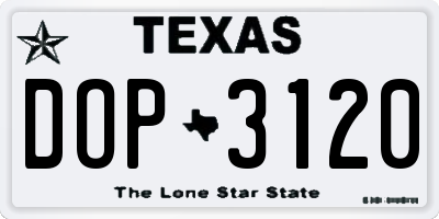 TX license plate DOP3120