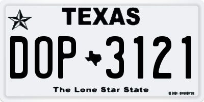 TX license plate DOP3121
