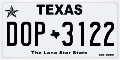 TX license plate DOP3122
