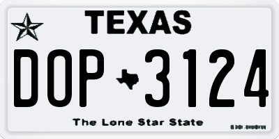 TX license plate DOP3124