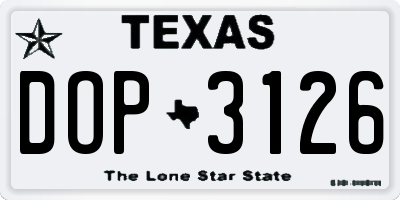 TX license plate DOP3126
