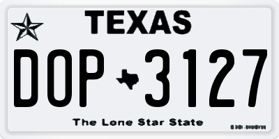 TX license plate DOP3127