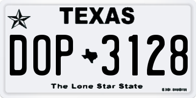 TX license plate DOP3128
