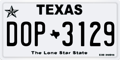 TX license plate DOP3129
