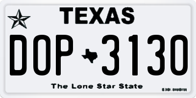 TX license plate DOP3130
