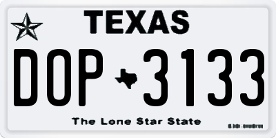 TX license plate DOP3133