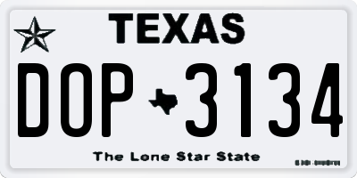 TX license plate DOP3134