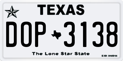 TX license plate DOP3138