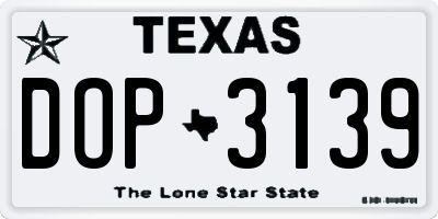 TX license plate DOP3139