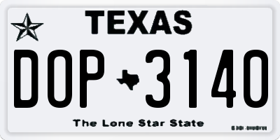 TX license plate DOP3140