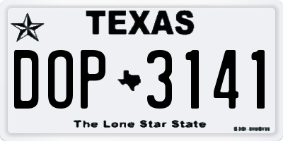 TX license plate DOP3141