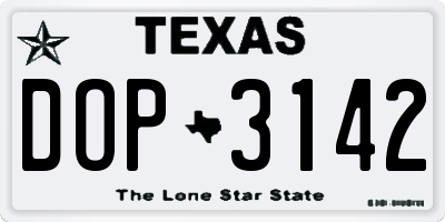 TX license plate DOP3142
