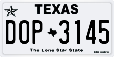 TX license plate DOP3145