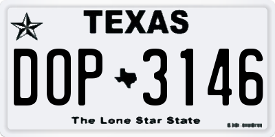 TX license plate DOP3146
