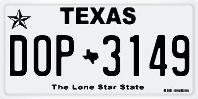 TX license plate DOP3149