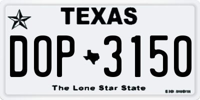 TX license plate DOP3150
