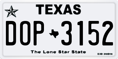 TX license plate DOP3152
