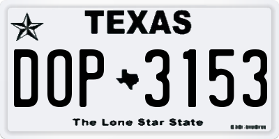TX license plate DOP3153