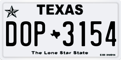 TX license plate DOP3154