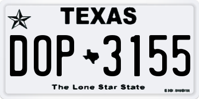 TX license plate DOP3155